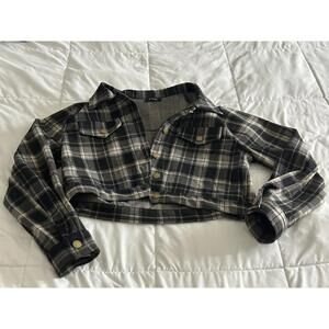 Plaid Womens Light Jacket Crop Top Size Medium
